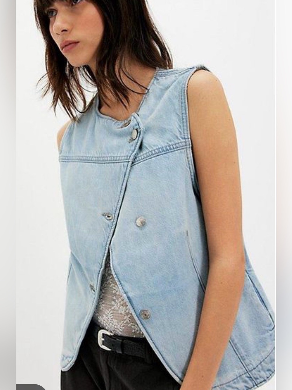 We the Free Maris Denim Sleeveless Vest Jacket Sz S